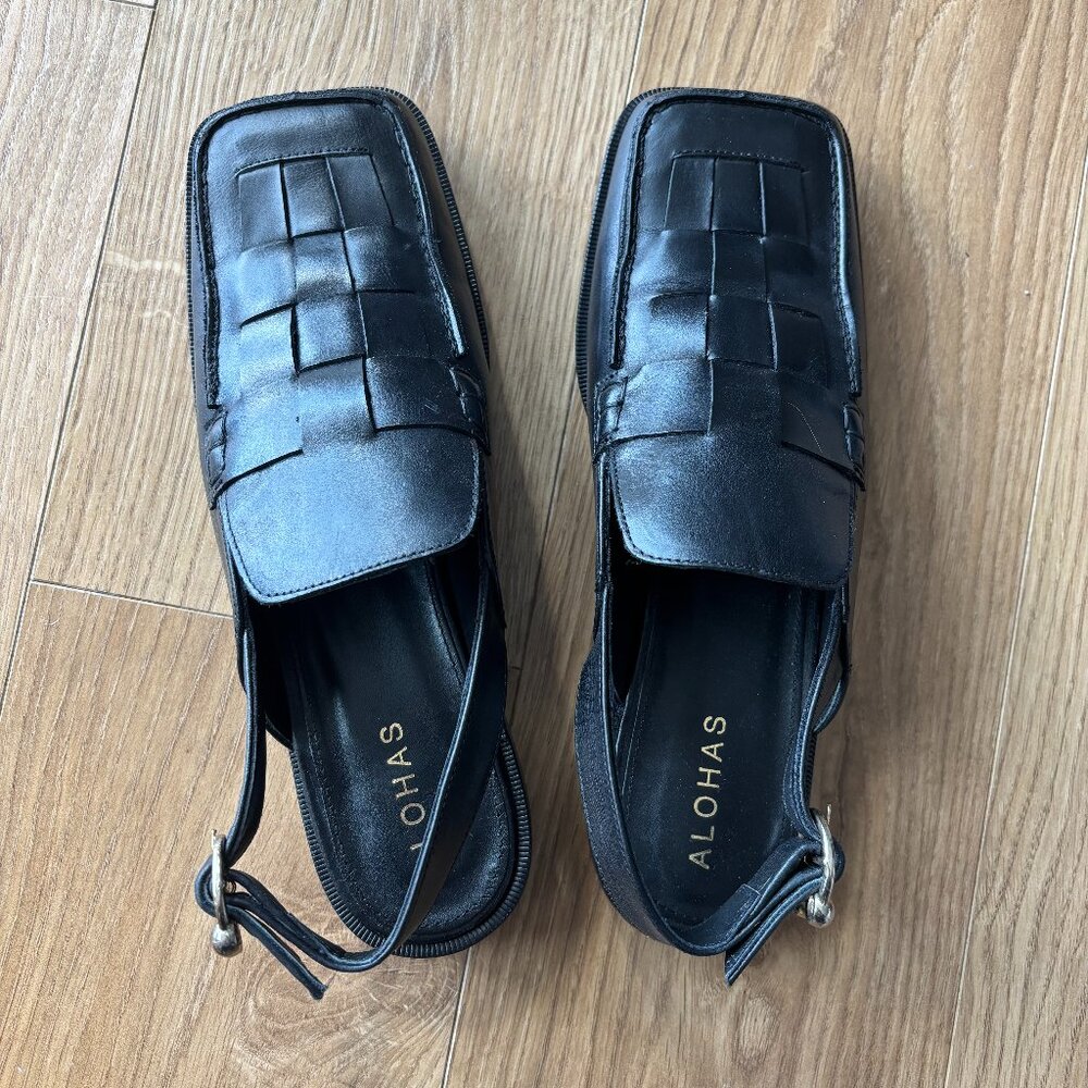 Alohas Abe braided Black Sandals Size 38